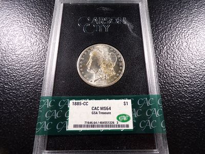 1885-CC CAC MS64 GSA TREASURE CARSON CITY MORGAN SILVER DOLLAR. CLICK THE LINK FROM YOUR INVOICE 
