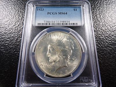 1923 PCGS MS64 PEACE SILVER DOLLAR. CLICK THE LINK FROM YOUR INVOICE TO PAY... INVOICES ARE 