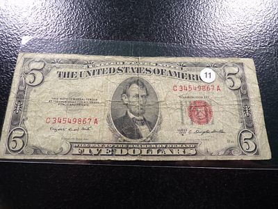 1953-B RED SEAL $5 UNITED STATES NOTE. CLICK THE LINK FROM YOUR INVOICE TO PAY... INVOICES ARE 