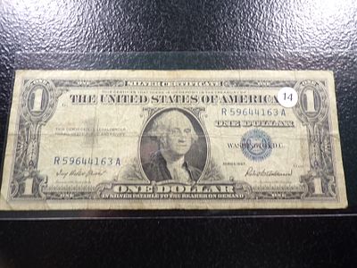 1957 BLUE SEAL $1 SILVER CERTIFICATE. CLICK THE LINK FROM YOUR INVOICE TO PAY... INVOICES ARE 