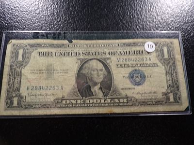 1957-B BLUE SEAL $1 SILVER CERTIFICATE. CLICK THE LINK FROM YOUR INVOICE TO PAY... INVOICES ARE 