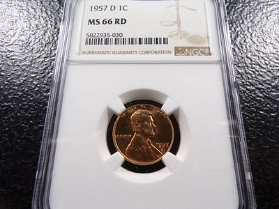 1957-D NGC MS66RD LINCOLN WHEAT CENT. CLICK THE LINK FROM YOUR INVOICE TO PAY... INVOICES ARE 