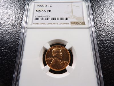 1955-D NGC MS66RD LINCOLN WHEAT CENT. CLICK THE LINK FROM YOUR INVOICE TO PAY... INVOICES ARE 