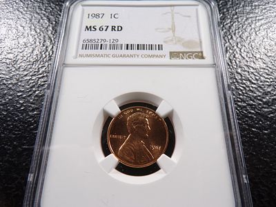 1987 NGC MS67RD LINCOLN CENT. CLICK THE LINK FROM YOUR INVOICE TO PAY... INVOICES ARE EMAILED 