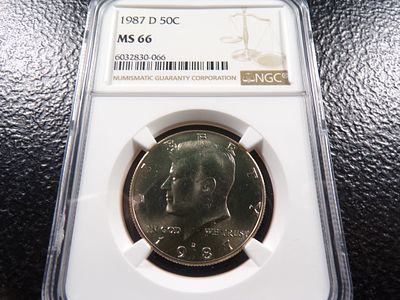 1987-D NGC MS66 KENNEDY HALF DOLLAR. CLICK THE LINK FROM YOUR INVOICE TO PAY... INVOICES ARE 
