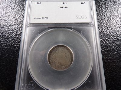 1800 SEGS VF-30 DRAPED BUST SILVER DIME. CLICK THE LINK FROM YOUR INVOICE TO PAY... INVOICES ARE 