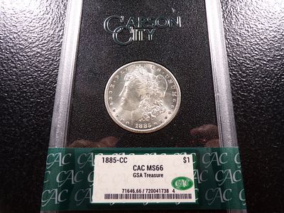 1885-CC CAC MS66 GSA TREASURE CARSON CITY MORGAN SILVER DOLLAR. CLICK THE LINK FROM YOUR INVOICE 