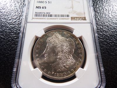 1880-S NGC MS65 MORGAN SILVER DOLLAR. CLICK THE LINK FROM YOUR INVOICE TO PAY... INVOICES ARE 