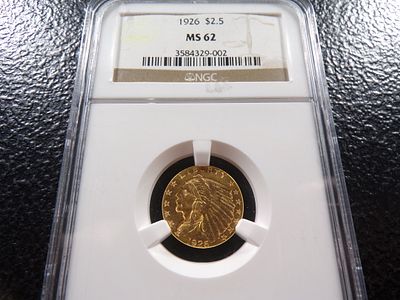 1926 NGC MS62 GOLD $2.5 INDIAN HEAD QUARTER EAGLE. CLICK THE LINK FROM YOUR INVOICE TO PAY... 