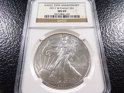 2011-W NGC MS69 BURNISHED AMERICAN SILVER EAGLE DOLLAR. CLICK THE LINK FROM YOUR INVOICE TO 