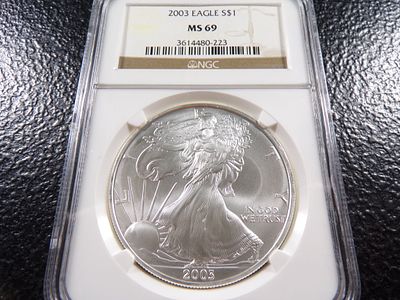 2003 NGC MS69 AMERICAN SILVER EAGLE DOLLAR. CLICK THE LINK FROM YOUR INVOICE TO PAY... INVOICES 