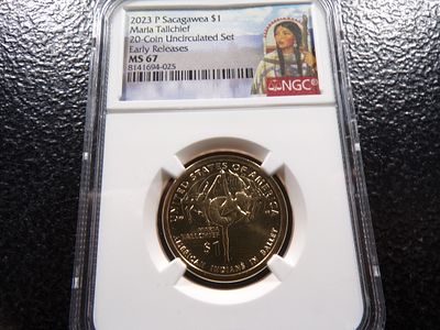2023-P NGC MS67 MARIA TALLCHIEF SACAGAWEA DOLLAR. CLICK THE LINK FROM YOUR INVOICE TO PAY... 