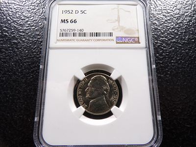1952-D NGC MS66 JEFFERSON NICKEL. CLICK THE LINK FROM YOUR INVOICE TO PAY... INVOICES ARE 
