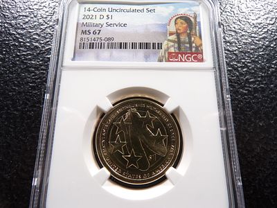 2021-D NGC MS67 MILITARY SERVICE SACAGAWEA DOLLAR. CLICK THE LINK FROM YOUR INVOICE TO PAY... 