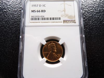 1957-D NGC MS66RD LINCOLN WHEAT CENT. CLICK THE LINK FROM YOUR INVOICE TO PAY... INVOICES ARE 