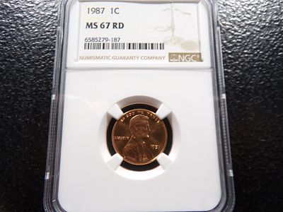 1987 NGC MS67RD LINCOLN CENT. CLICK THE LINK FROM YOUR INVOICE TO PAY... INVOICES ARE EMAILED 