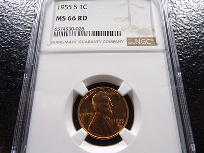 1955-S NGC MS66RD LINCOLN WHEAT CENT. CLICK THE LINK FROM YOUR INVOICE TO PAY... INVOICES ARE 