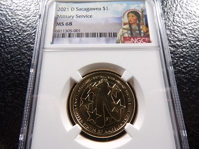 2021-D NGC MS68 MILITARY SERVICE SACAGAWEA DOLLAR. CLICK THE LINK FROM YOUR INVOICE TO PAY... 