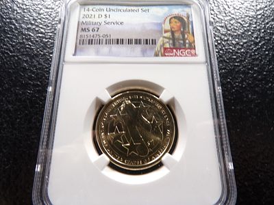 2021-D NGC MS67 MILITARY SERVICE SACAGAWEA DOLLAR. CLICK THE LINK FROM YOUR INVOICE TO PAY... 