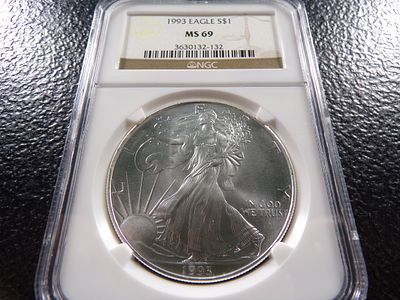 1993 NGC MS69 AMERICAN SILVER EAGLE DOLLAR. CLICK THE LINK FROM YOUR INVOICE TO PAY... INVOICES 