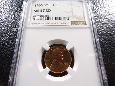1966 SMS NGC MS67RD LINCOLN CENT. CLICK THE LINK FROM YOUR INVOICE TO PAY... INVOICES ARE 