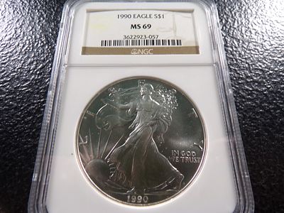 1990 NGC MS69 AMERICAN SILVER EAGLE DOLLAR. CLICK THE LINK FROM YOUR INVOICE TO PAY... INVOICES 