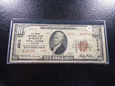 1929 BANK OF NEW YORK NEW YORK $10 NATIONAL CURRENCY BILL. CLICK THE LINK FROM YOUR INVOICE TO 
