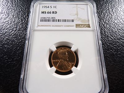 1954-S NGC MS66RD LINCOLN WHEAT CENT. CLICK THE LINK FROM YOUR INVOICE TO PAY... INVOICES ARE 