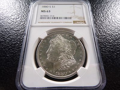 1880-S NGC MS63 MORGAN SILVER DOLLAR. CLICK THE LINK FROM YOUR INVOICE TO PAY... INVOICES ARE 