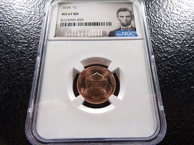 2024 NGC MS67RD LINCOLN SHIELD CENT. CLICK THE LINK FROM YOUR INVOICE TO PAY... INVOICES ARE 