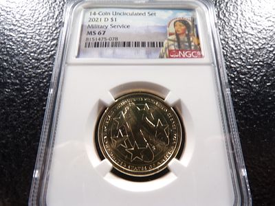 2021-D NGC MS67 MILITARY SERVICE SACAGAWEA DOLLAR. CLICK THE LINK FROM YOUR INVOICE TO PAY... 