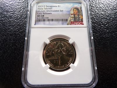2023-D NGC MS68 MARIA TALLCHIEF SACAGAWEA DOLLAR. CLICK THE LINK FROM YOUR INVOICE TO PAY... 