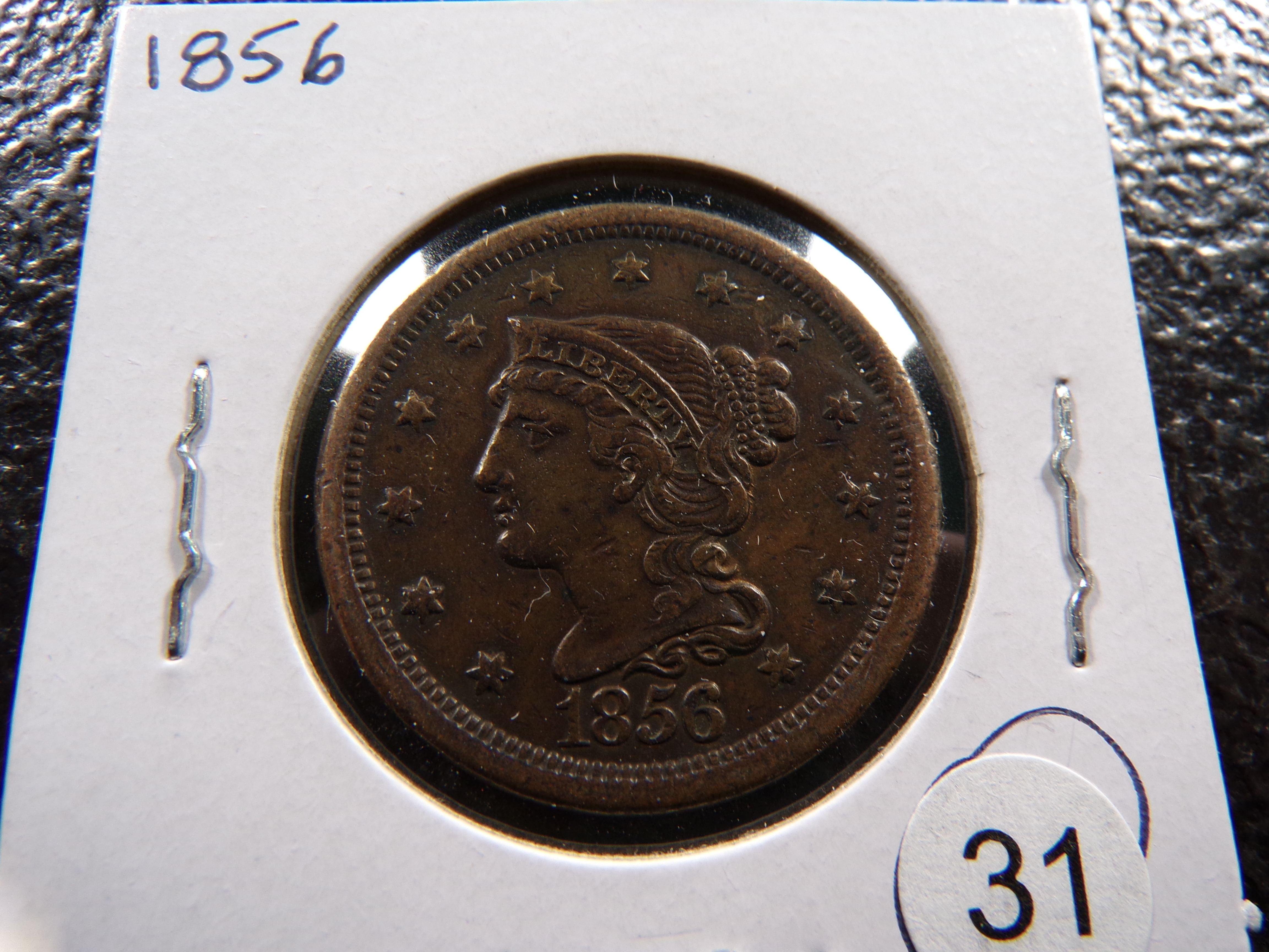 1856 BRAIED HAIR LARGE CENT