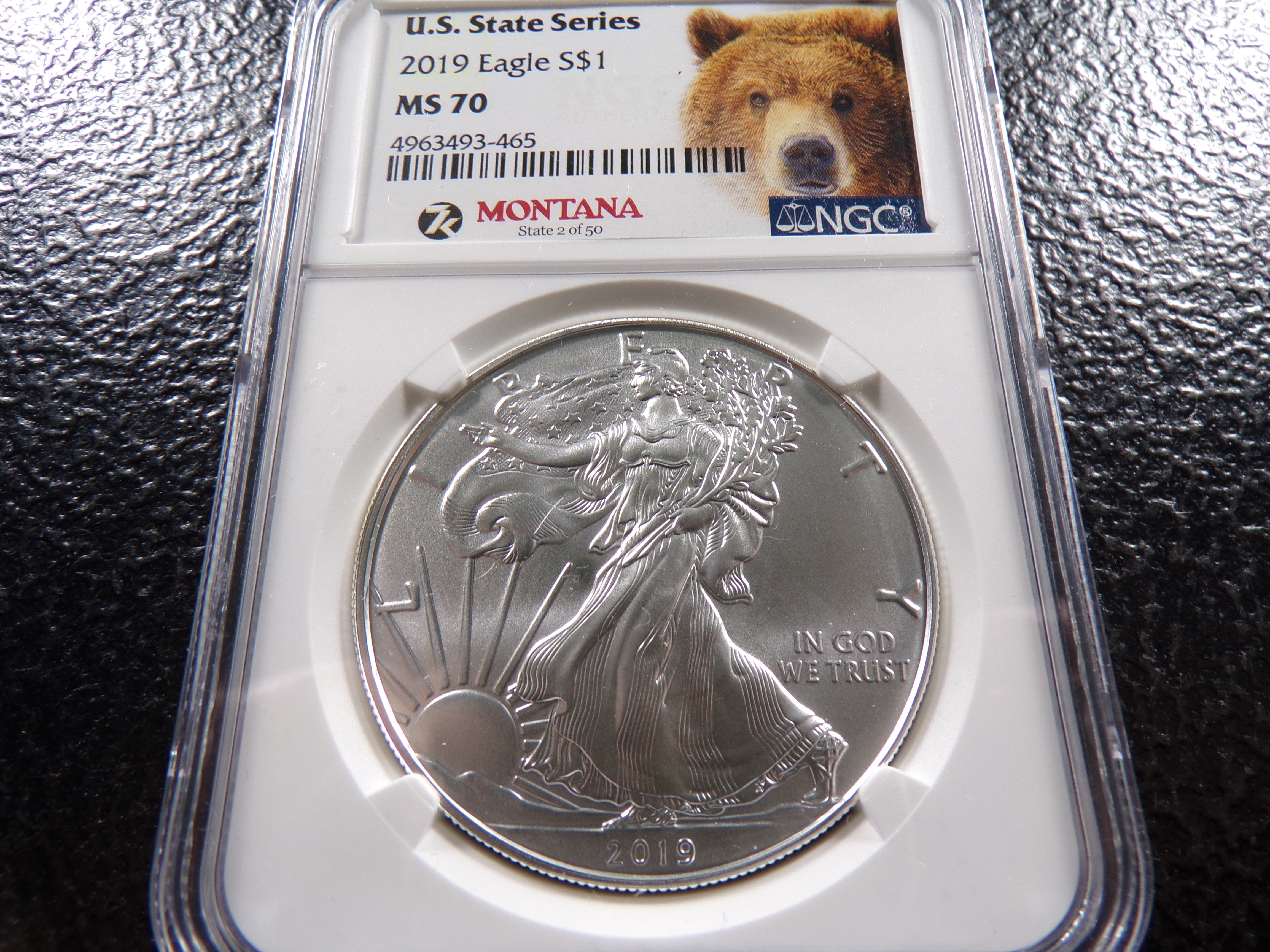 2019 NGC MS70 U.S. STATE SERIES AMERICAN SILVER EAGLE DOLLAR