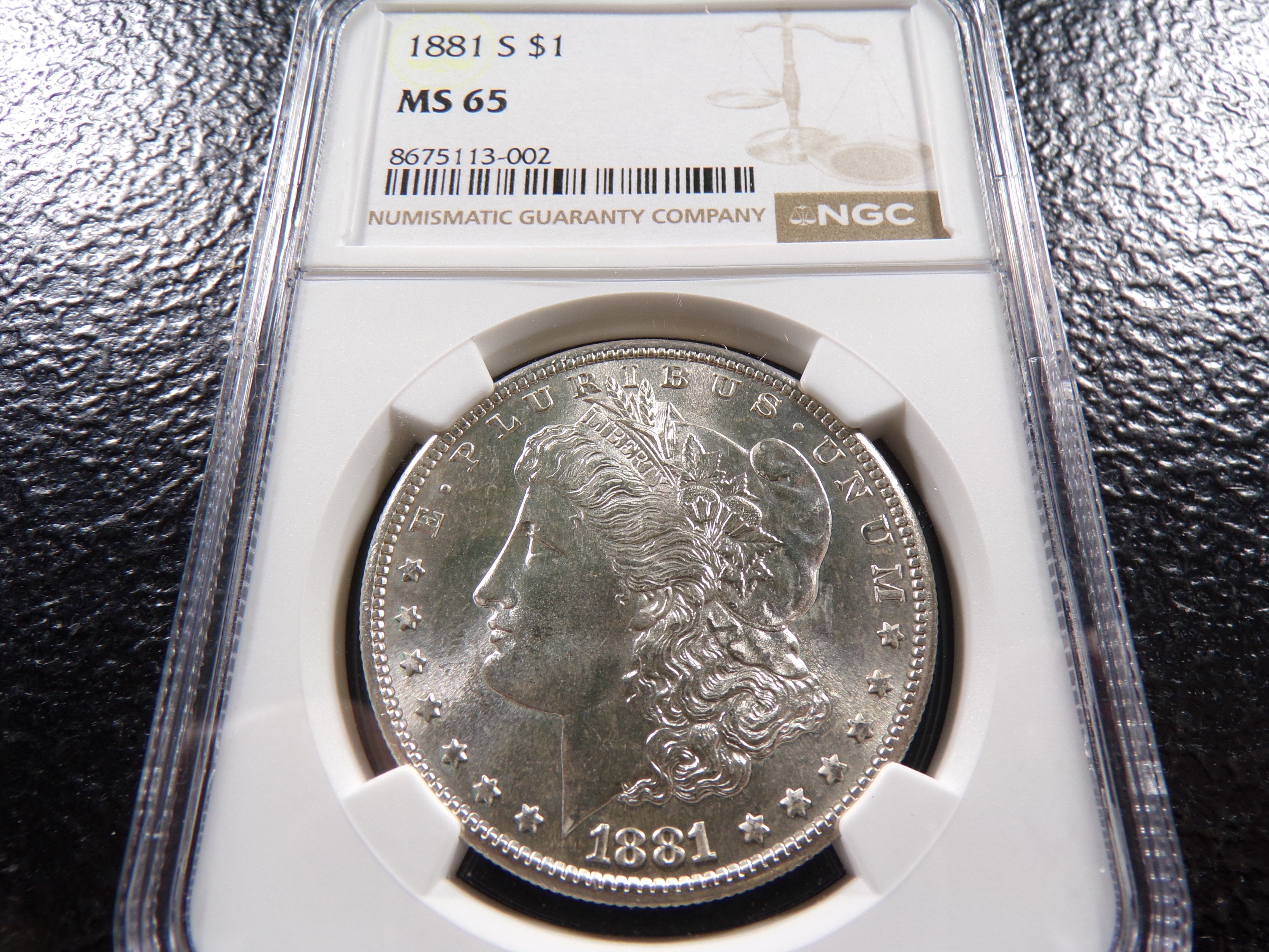 1881-S NGC MS65 HIGH GRADE MORGAN SILVER DOLLAR