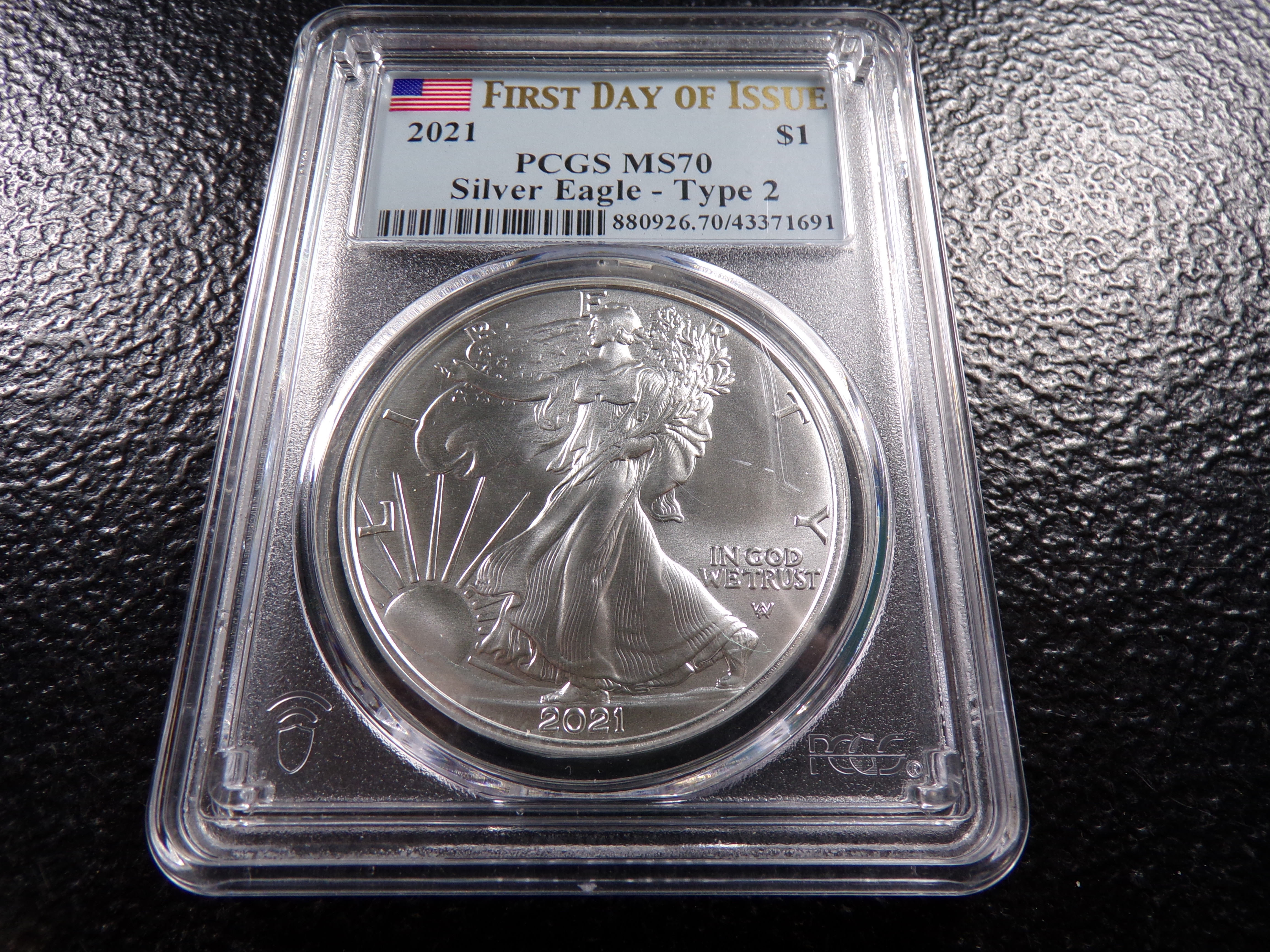 2021 PCGS MS70 FIRST DAY ISSUE AMERICAN SILVER EAGLE DOLLAR