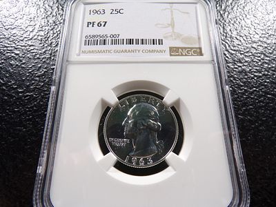 1963 NGC PF67 WASHINGTON SILVER PROOF QUARTER. CLICK THE LINK FROM YOUR INVOICE TO PAY... 