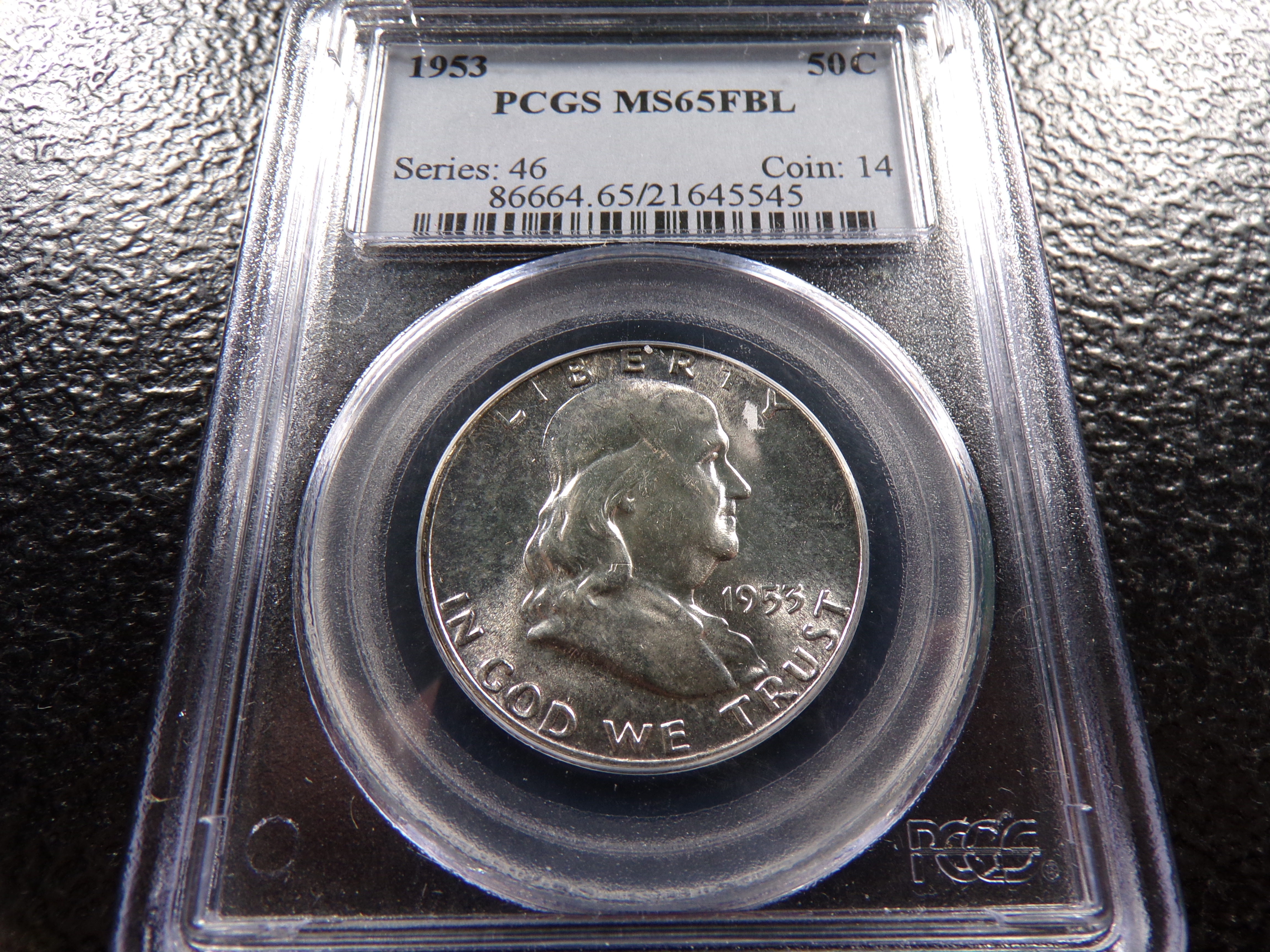 1953 PCGS MS65FBL FRANKLIN SILVER HALF DOLLAR