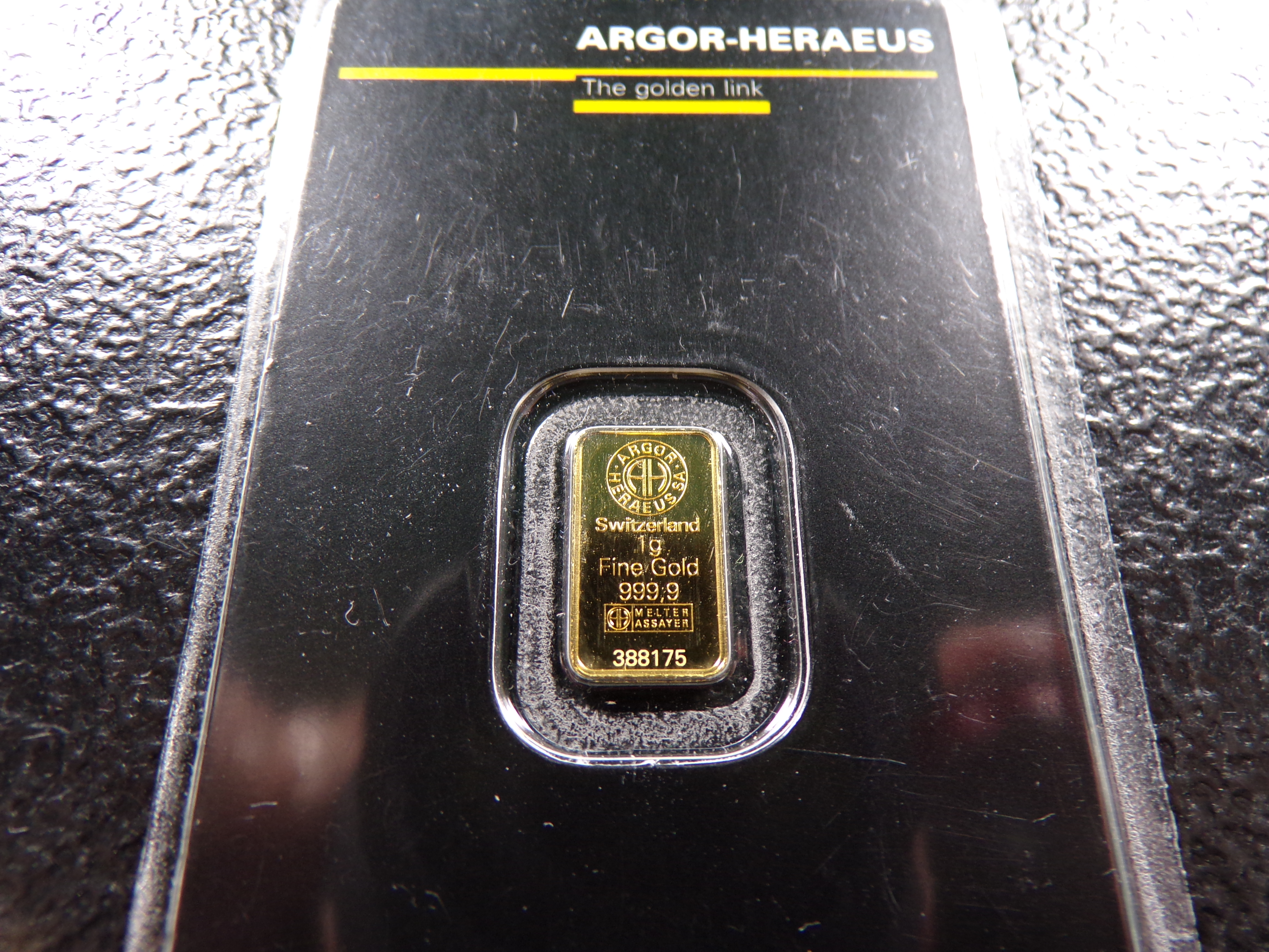 ARGOR-HERAEUS 1 GRAM 999.9 FINE GOLD BAR