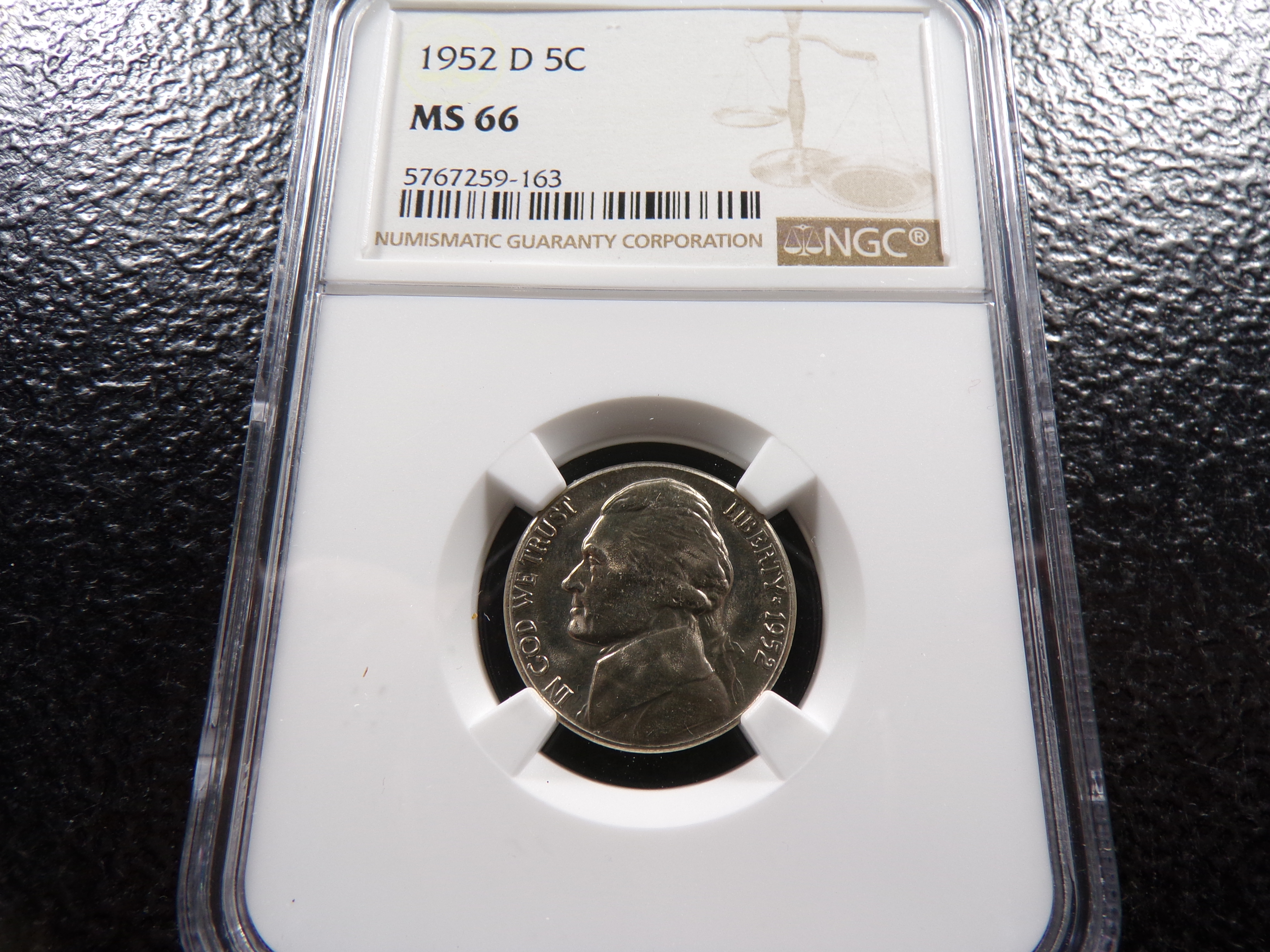 1952-D NGC MS66 JEFFERSON NICKEL