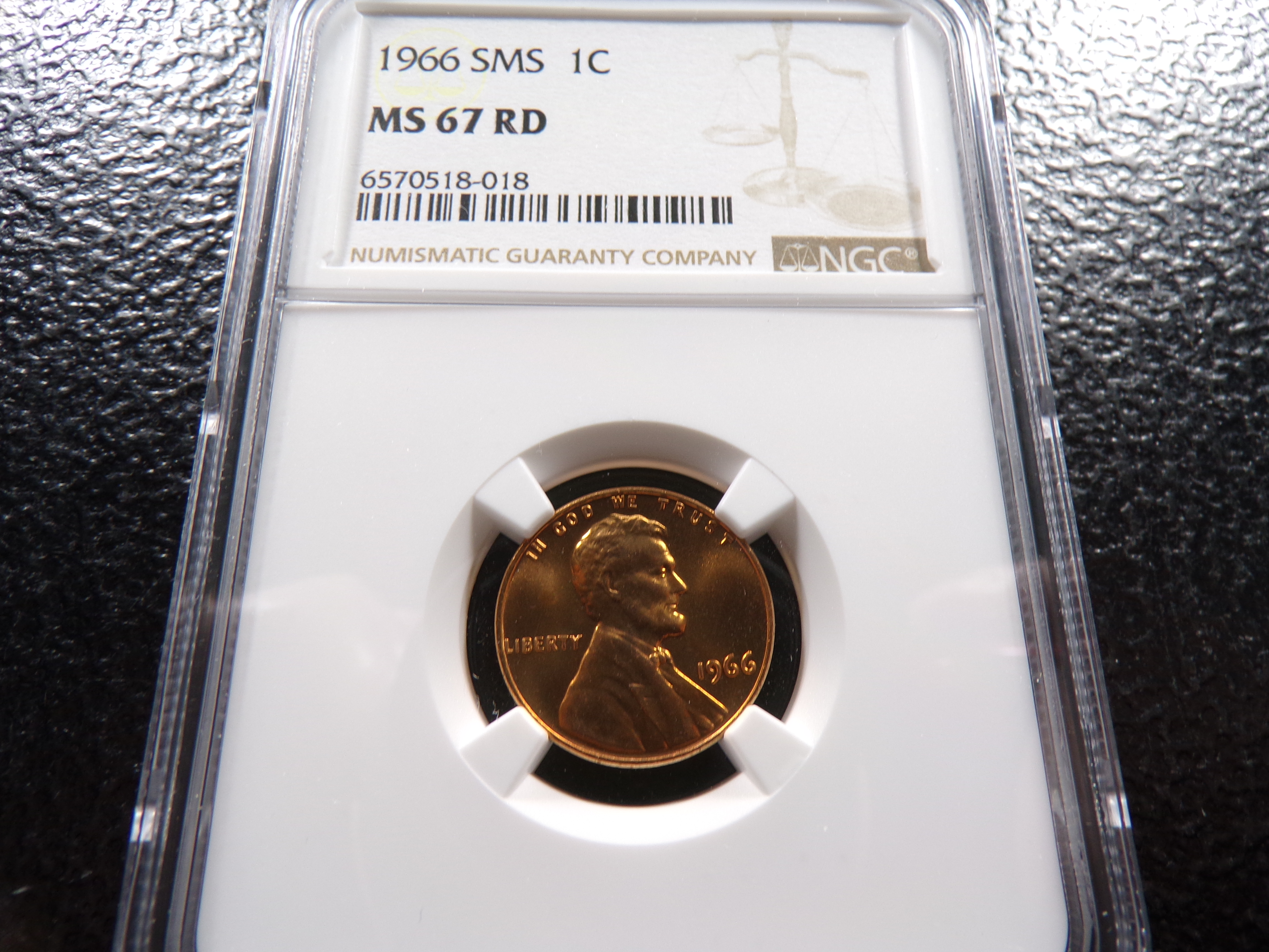 1966 SMS NGC MS67RD LINCOLN CENT
