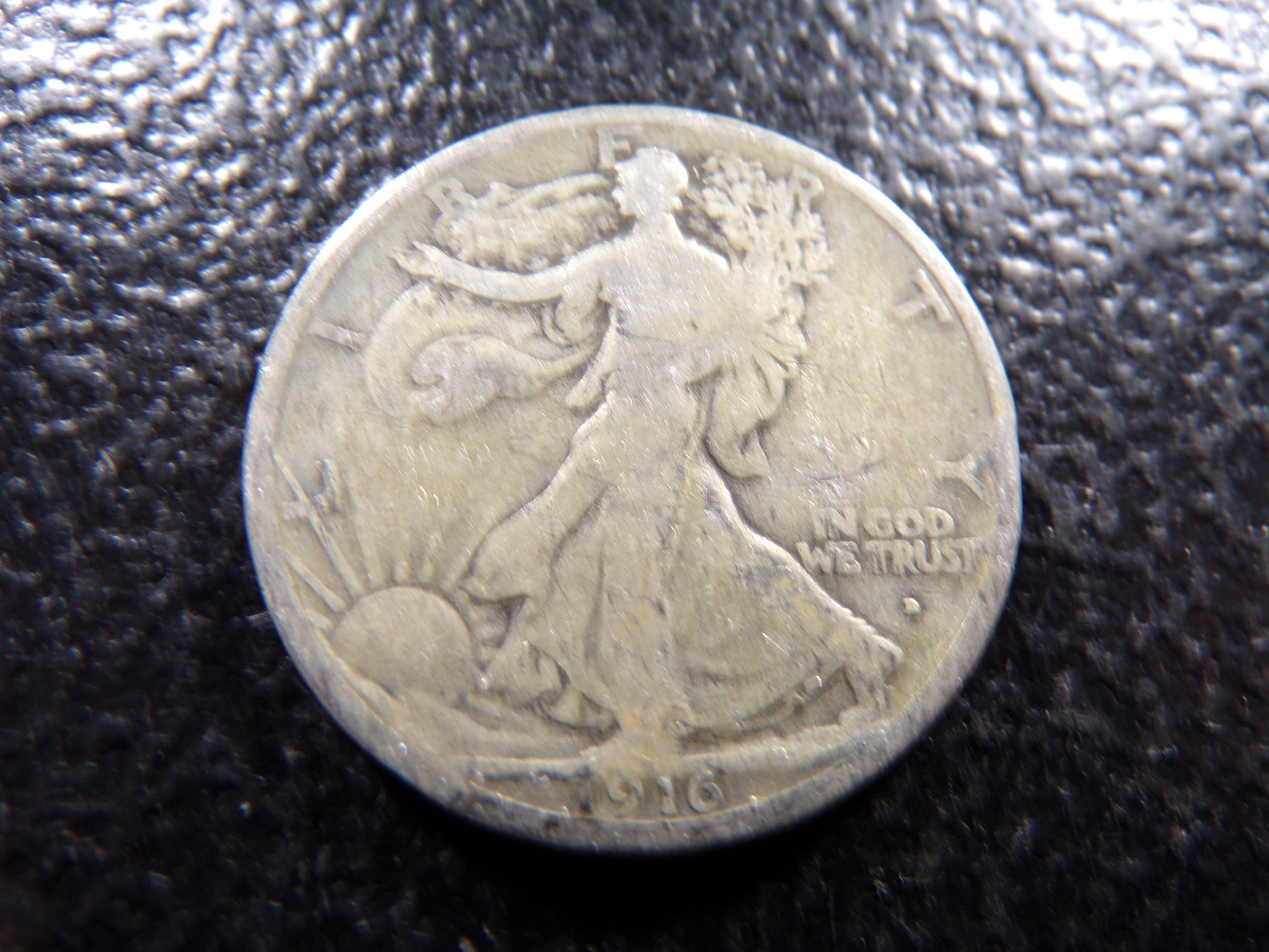 1916-D OBV. RARE DATE WALKING LIBERTY SILVER HALF DOLLAR
