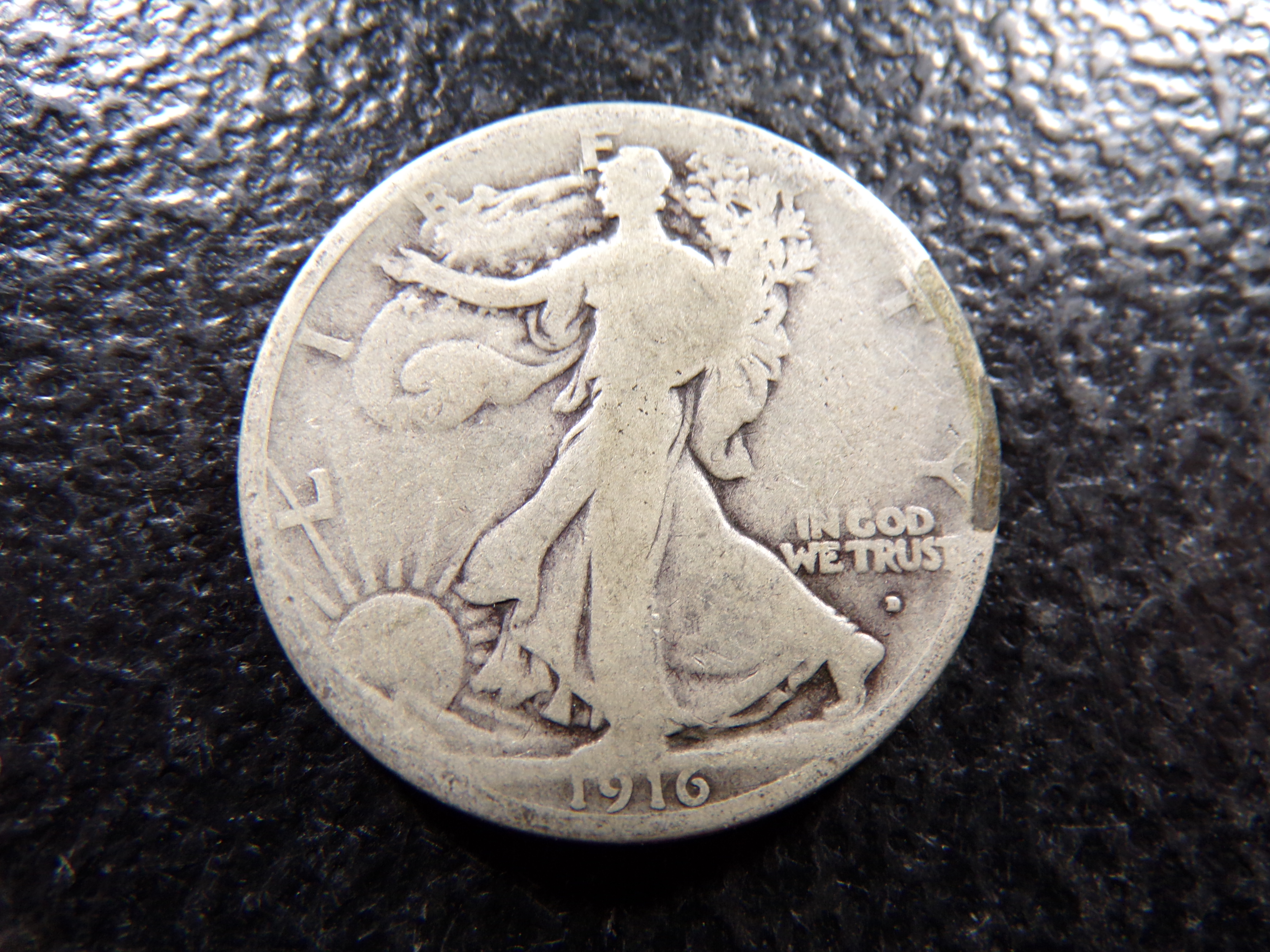 1916-D OBV. RARE DATE WALKING LIBERTY SILVER HALF DOLLAR