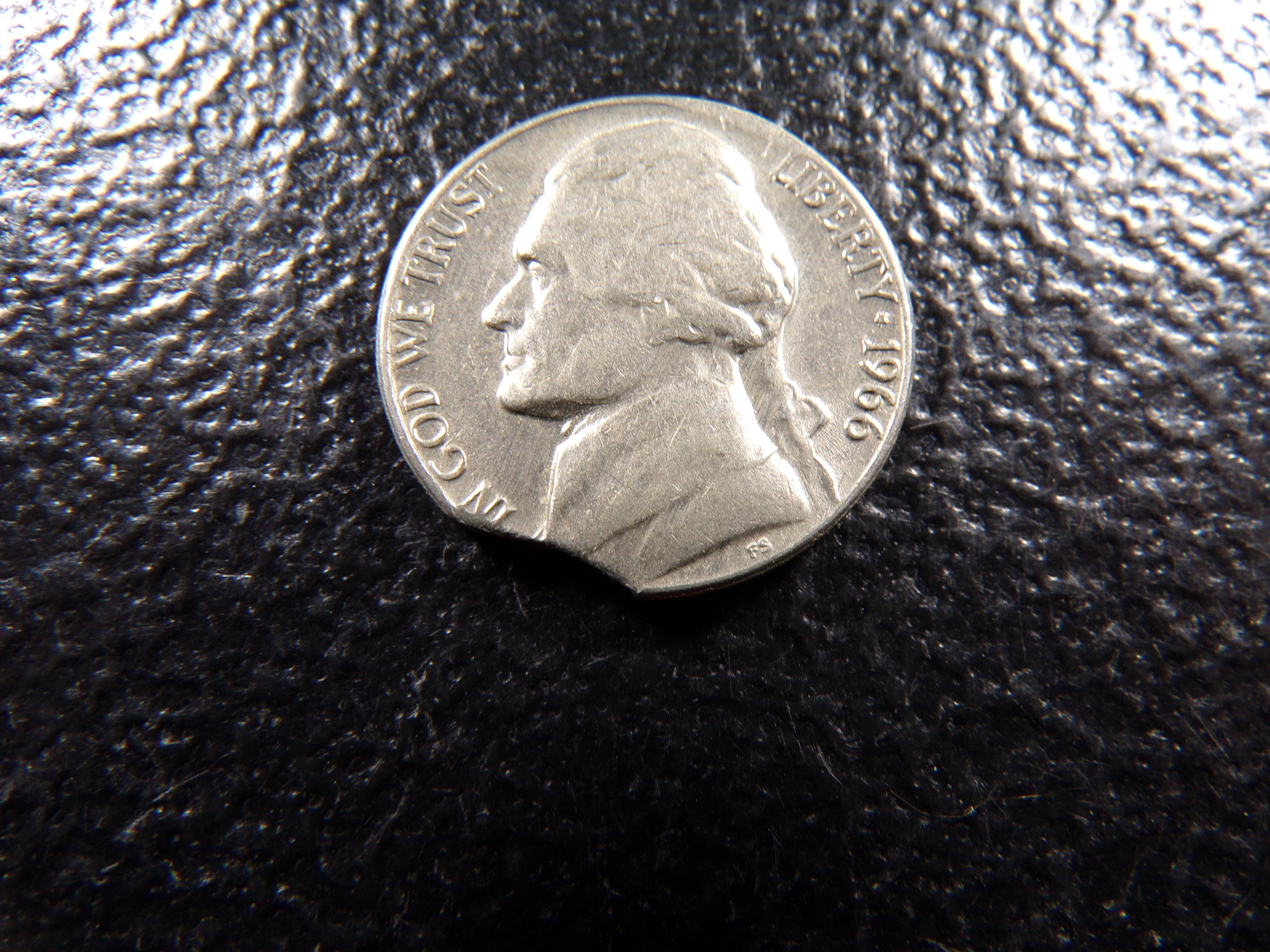 1966 MINT ERROR CLIPPED JEFFERSON NICKEL