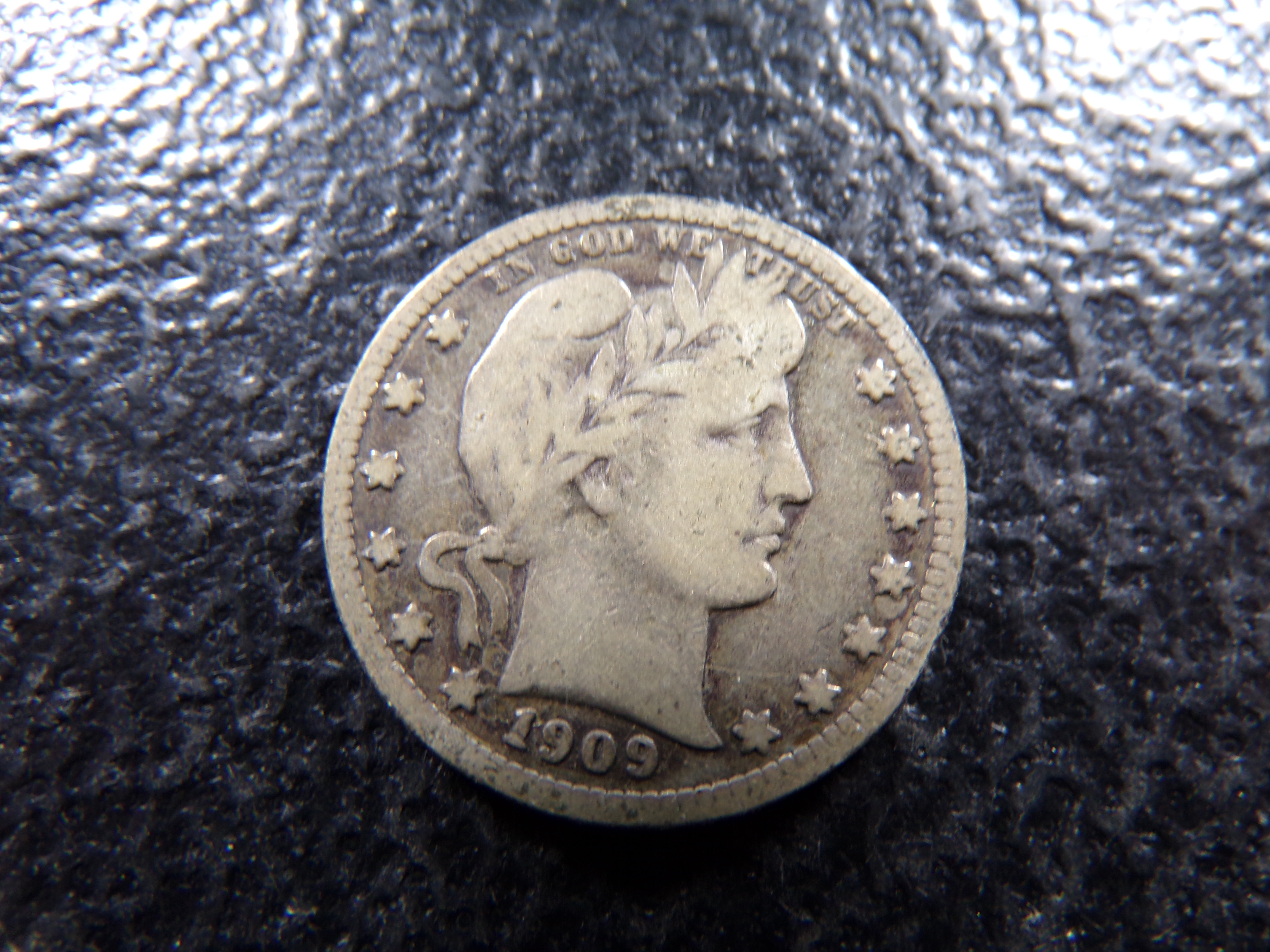 1909-S BARBER SILVER QUARTER