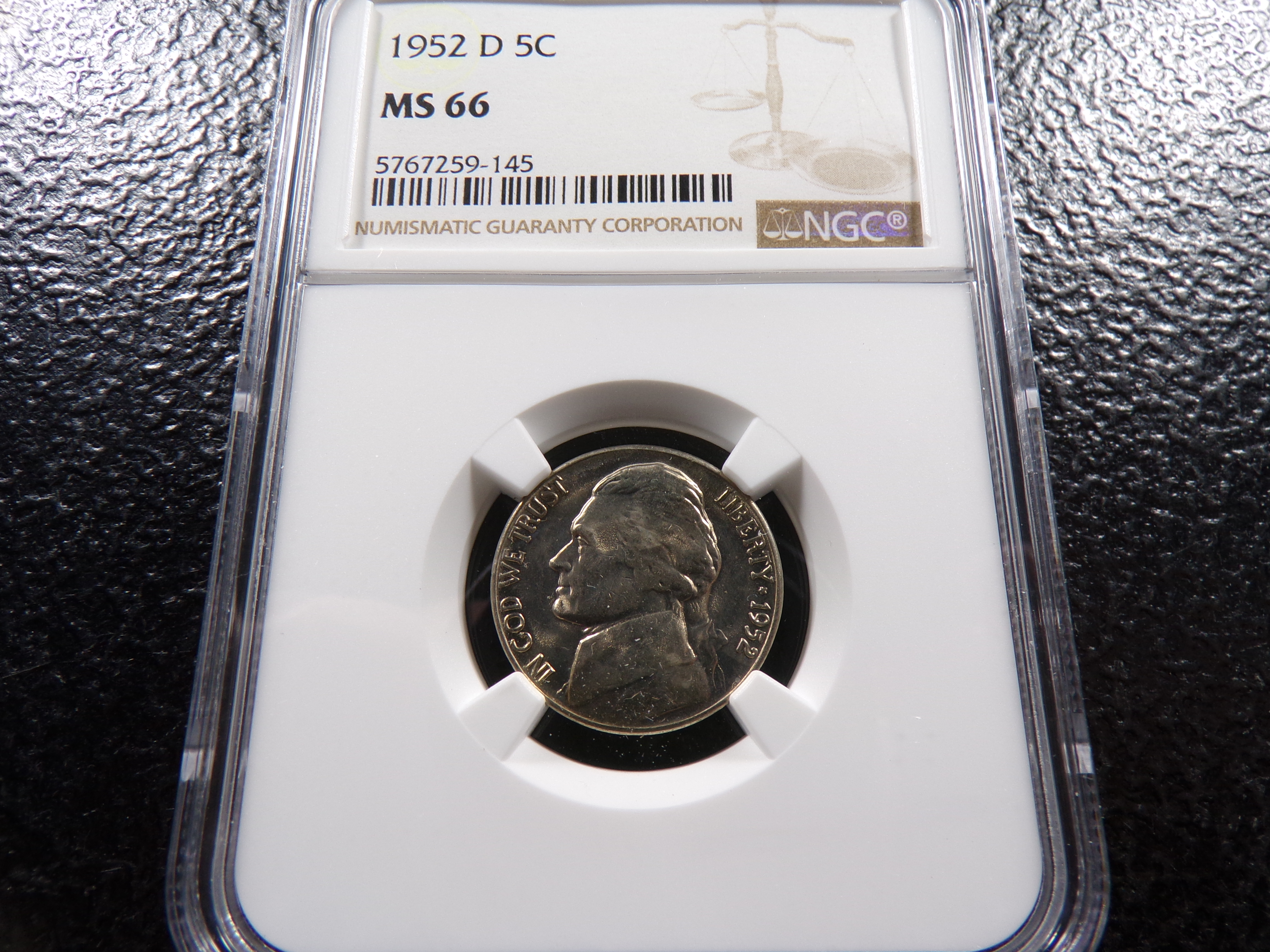1952-D NGC MS66 JEFFERSON NICKEL