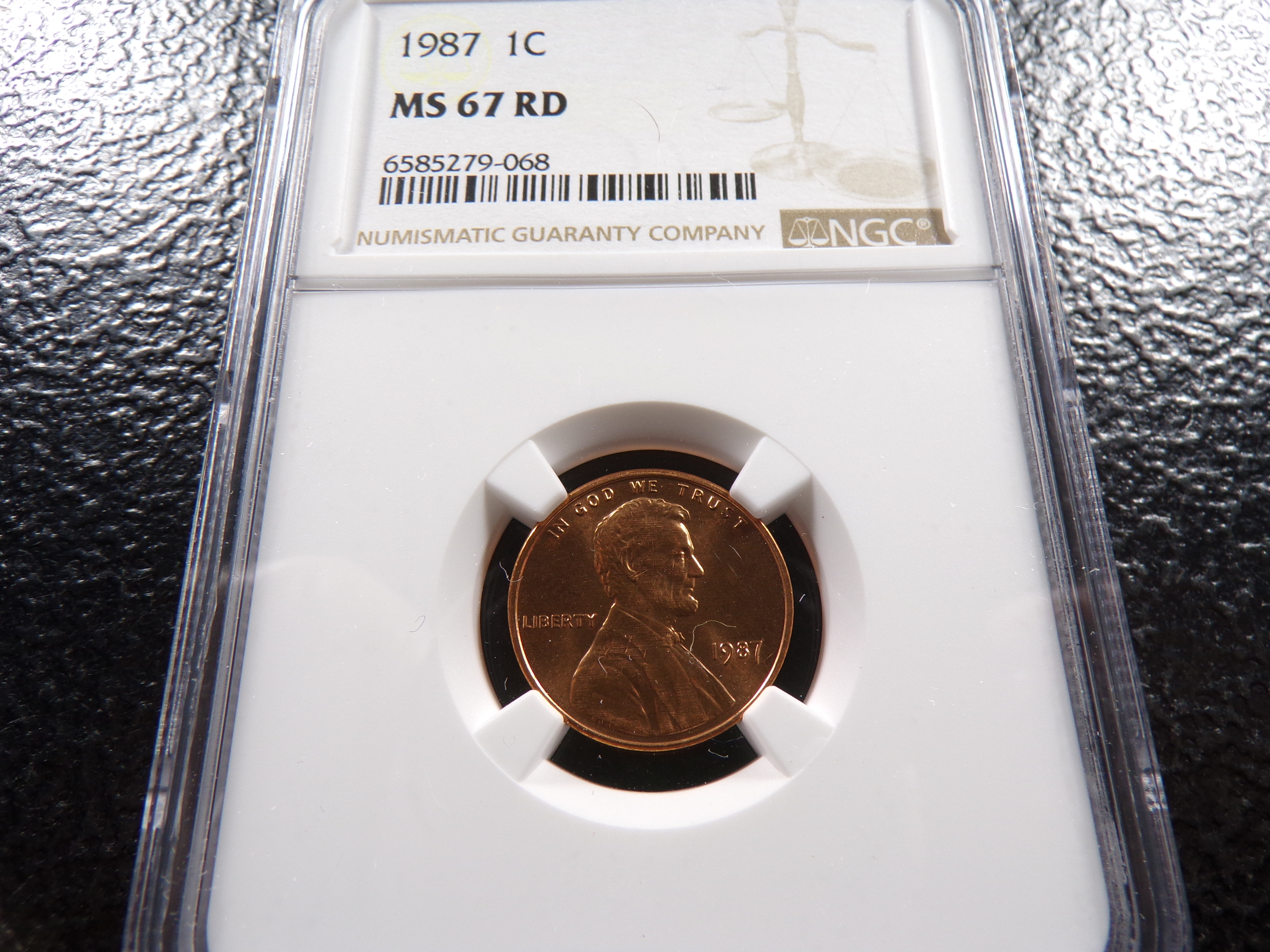 1987 NGC MS67RD LINCOLN CENT