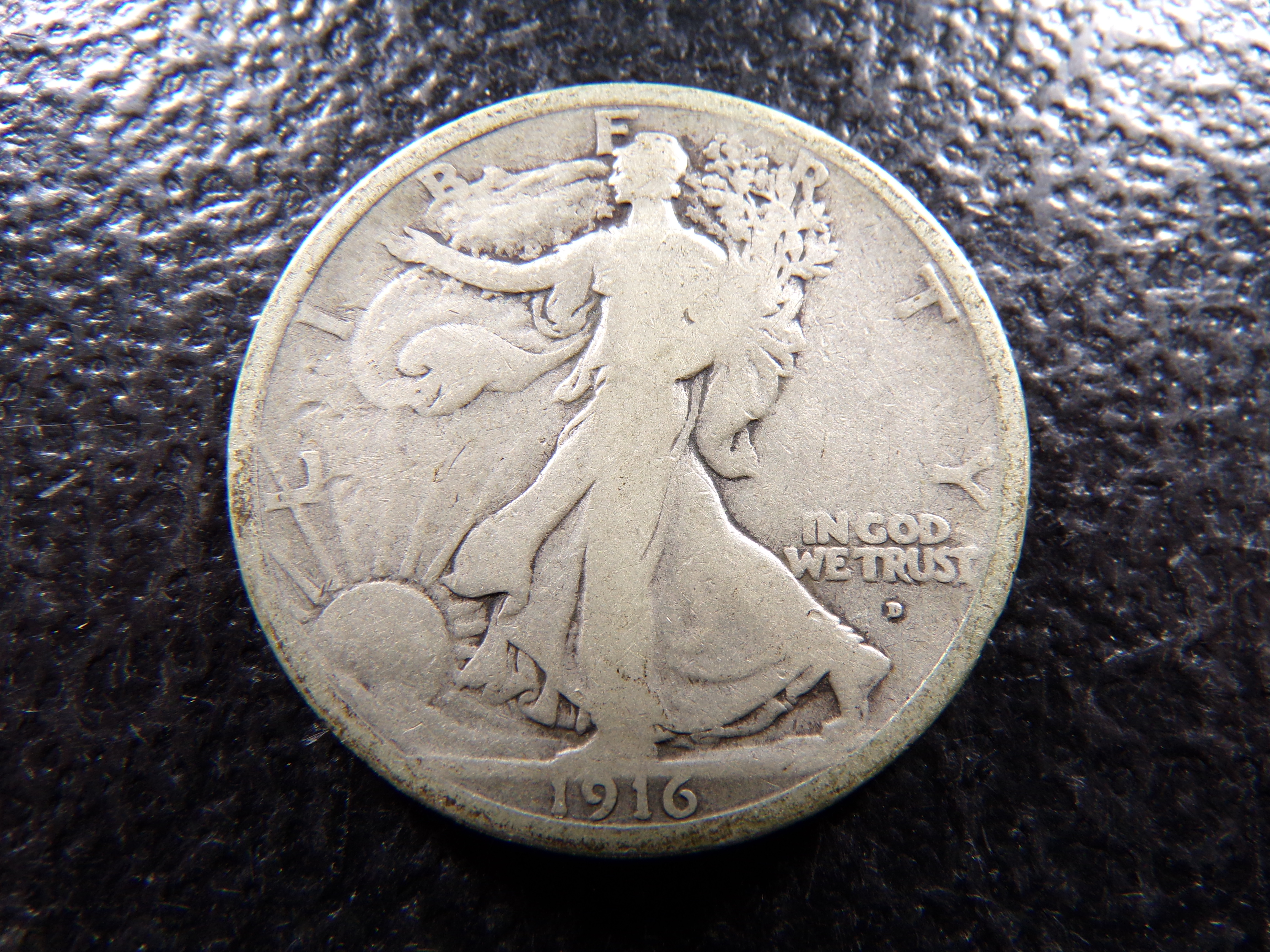 1916-D OBV. KEY DATE WALKING LIBERTY SILVER HALF DOLLAR