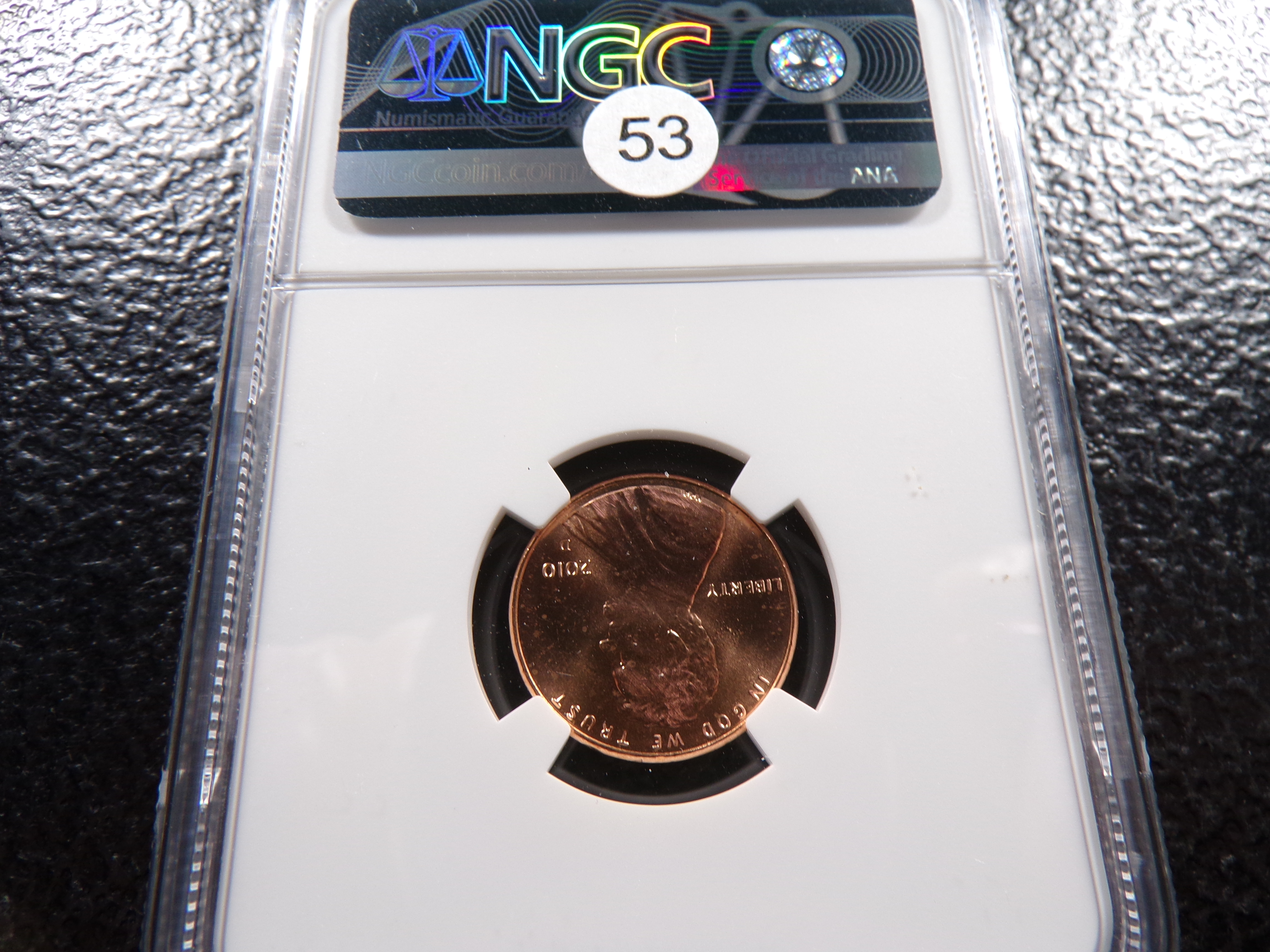 2010-D NGC GEM UNC. SIGNED FIRST YEAR UNION SHIELD REVERSE LINCOLN CENT