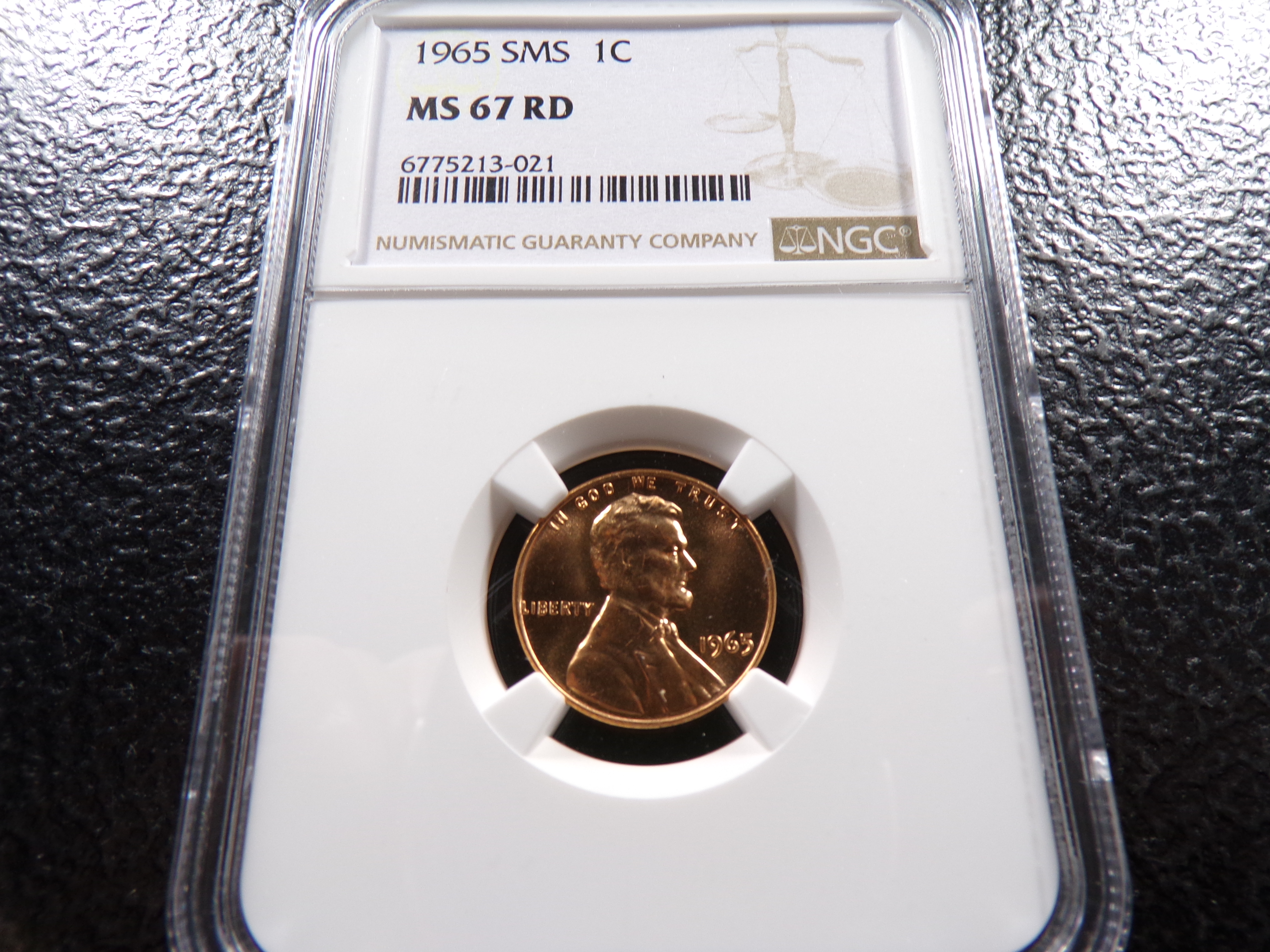1965 SMS NGC MS67RD LINCOLN CENT